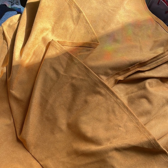 ANTHROPOLOGIE Maeve Cosima High Low Suede Midi Skirt size 2, Mustard Yellow Gold - Picture 9 of 10